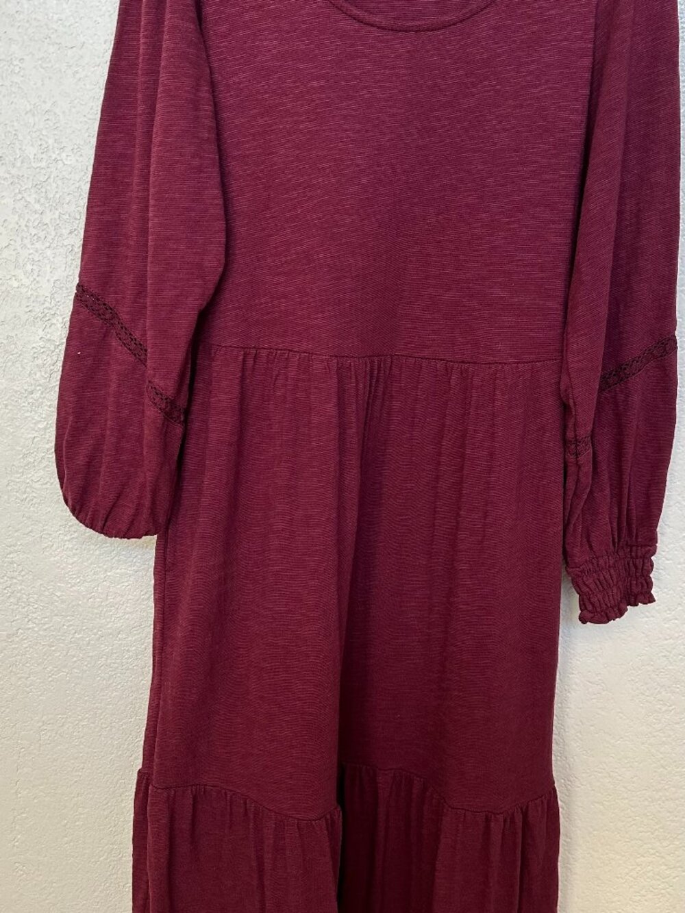 NWOT Denim&Co Canyon Retreat women's dress, S, long sleeves, red